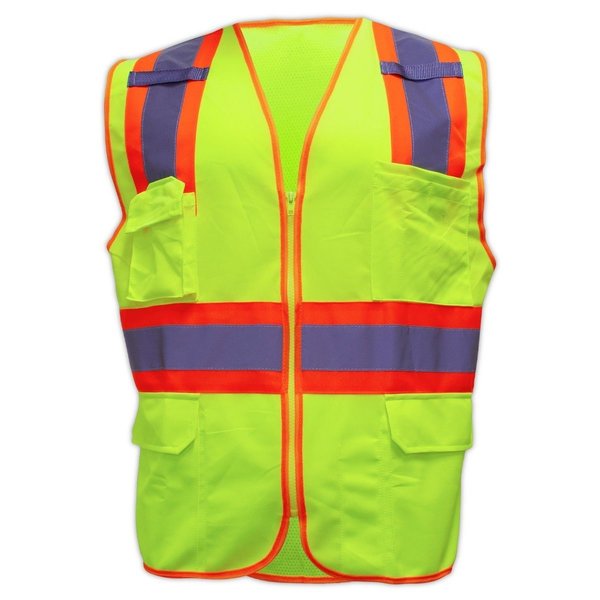 Magid SVSUR6 ANSI Type R Class 2 Lime Yellow TwoTone HiVis Surveyors Vest, LXL SVSUR6-Y-LXL